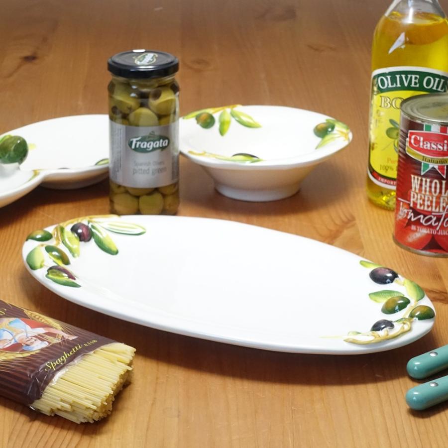 イタリア製 オーバルプレート 平皿 楕円皿 32cm オリーブ 食器 陶器製
