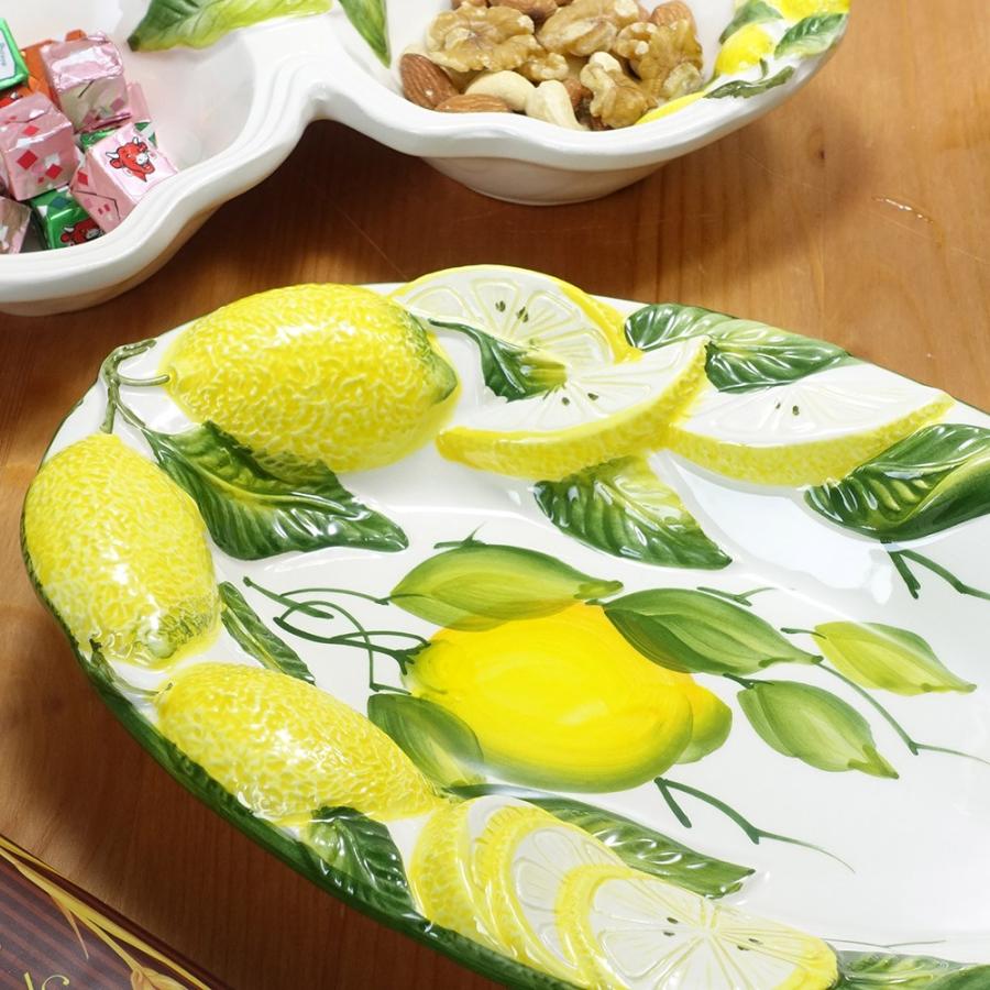 イタリア製シチリア手描き陶器プレート　黄色と緑　レモンデザイン　壁飾り　新品 イタリア製シチリア手描き陶器プレート 黄色と緑 レモンデザイン