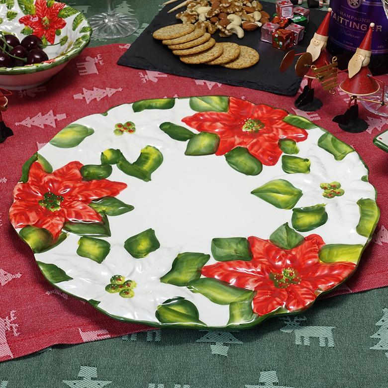 クリスマス テーブルウェア イタリア製 陶器 食器 ハンドメイド 中皿
