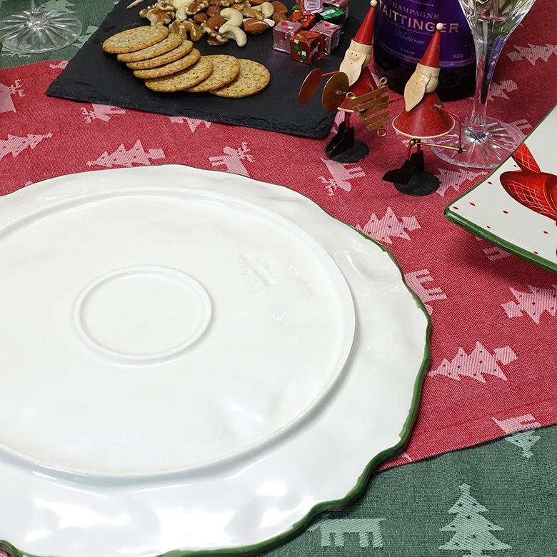   クリスマス　　　　ポインセチア 食器セット クリスマス テーブルウェア イタリア製 陶器 食器 ハンドメイド 中皿