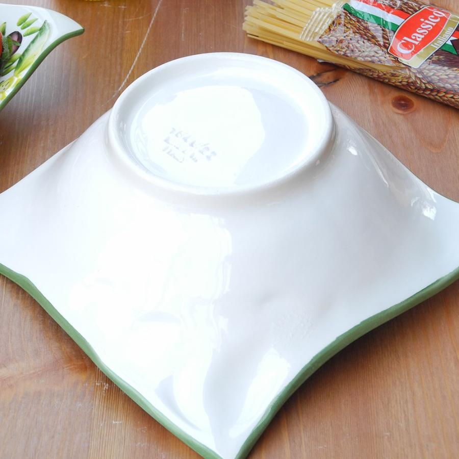 イタリア製 陶器 深皿 レモン柄 オリーブ柄 食器 鉢 スクエアボール イエロー bre-1646-22le
