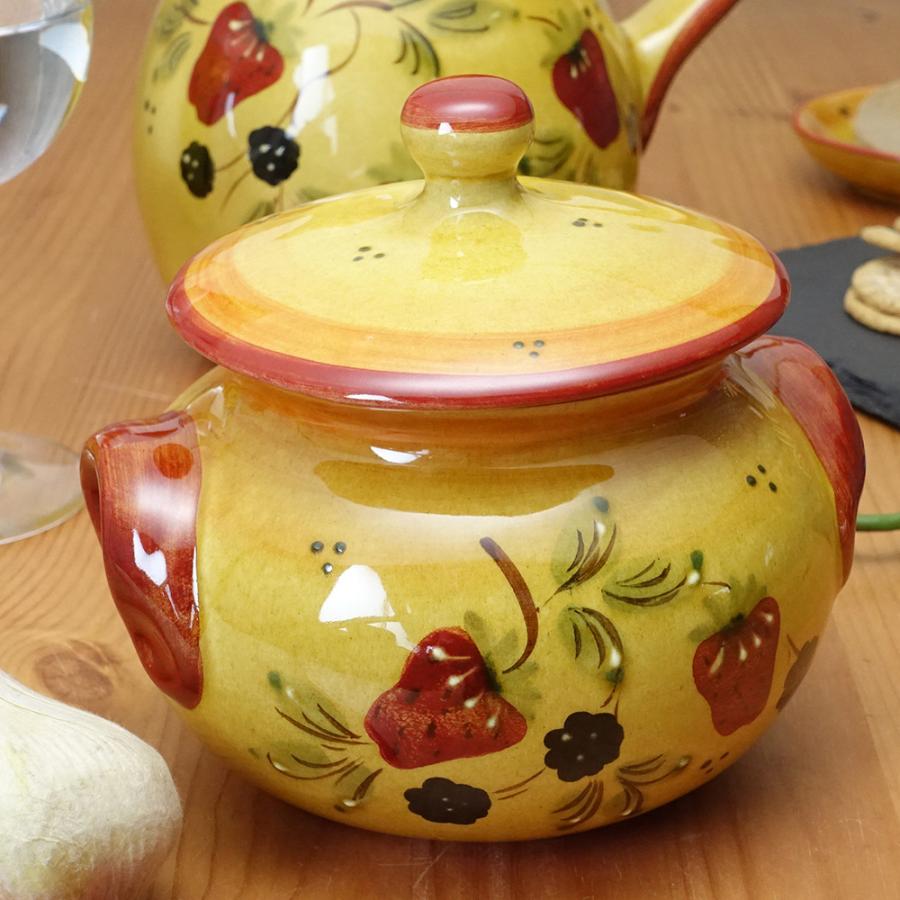 ポルトガル製 保存容器 手描き ブラックベリー&いちご柄 陶器製