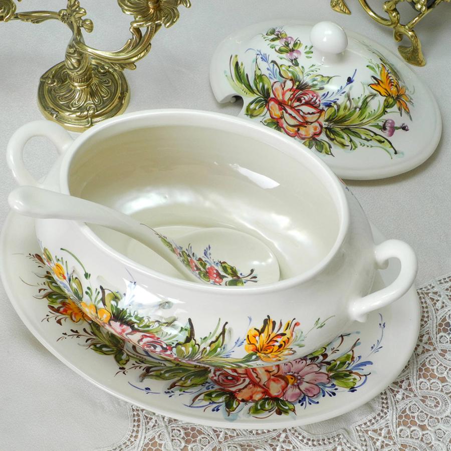 おしゃれ♡ イタリア製手描き花柄陶器水差し & ボールセット おしゃれ♡ イタリア製手描き花柄陶器水差し & ボールセット おしゃれ 片口