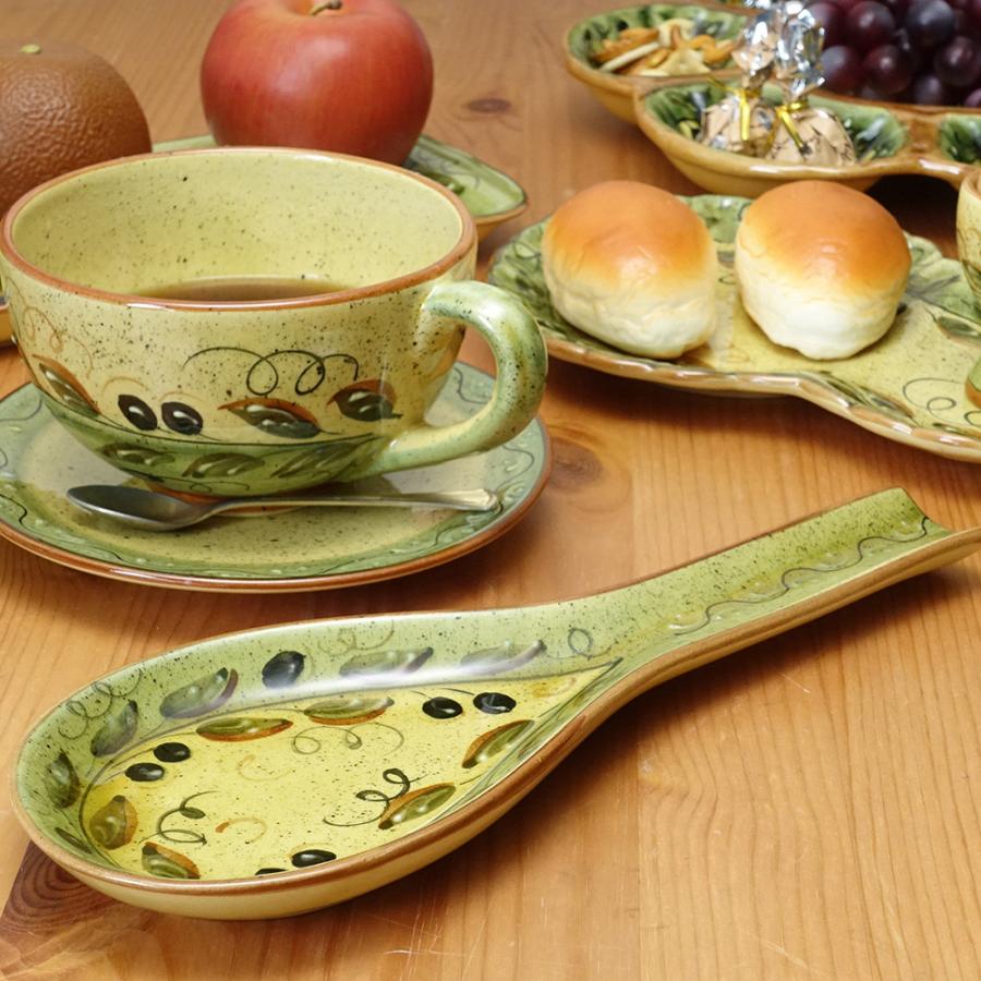 ポルトガル製 陶器 ビッグ スプーン プレート サーバーレスト ブラック