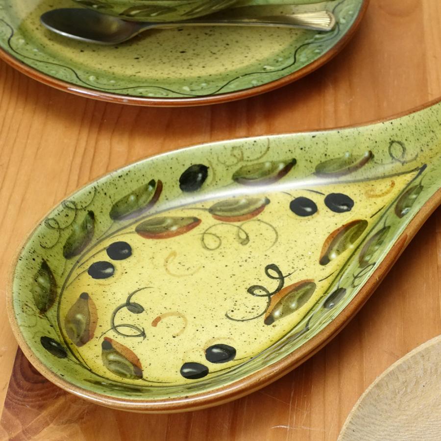 ポルトガル製 陶器 ビッグ スプーン プレート サーバーレスト ブラック