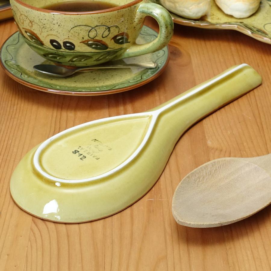 ポルトガル製 陶器 ビッグ スプーン プレート サーバーレスト ブラック