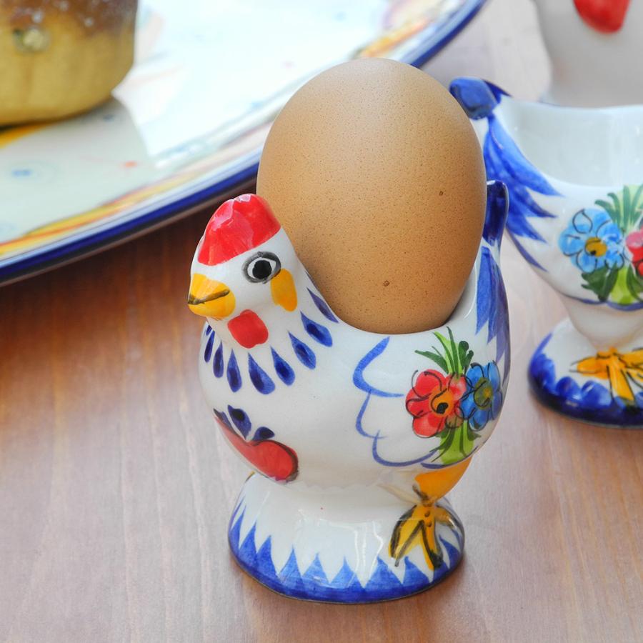 ポルトガル製 おしゃれな 陶器 Sサイズ エッグスタンド ゆで卵 幸せを