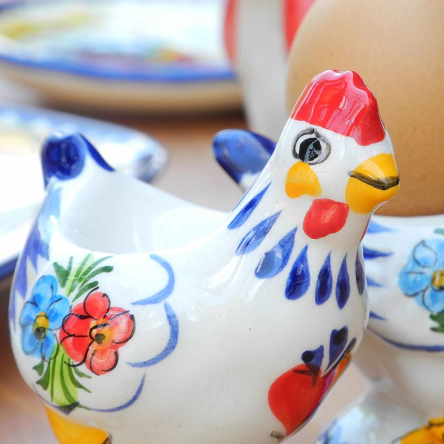 ポルトガル製 おしゃれな 陶器 Sサイズ エッグスタンド ゆで卵 幸せを