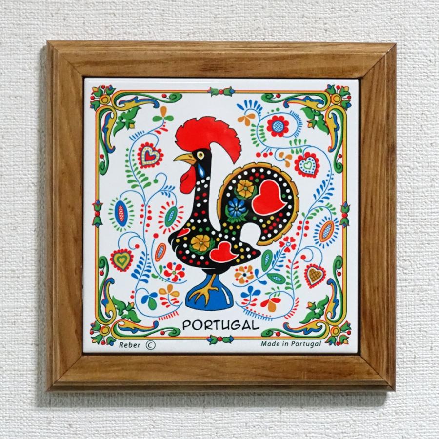 ポルトガル製 ポットプレート 19cm 鍋敷き ニワトリ ガロ バルセロスの雄鶏 カラフル 耐熱 絵タイル ウッドフレーム テーブルウエア トリベット pmc-s2br |  | 03