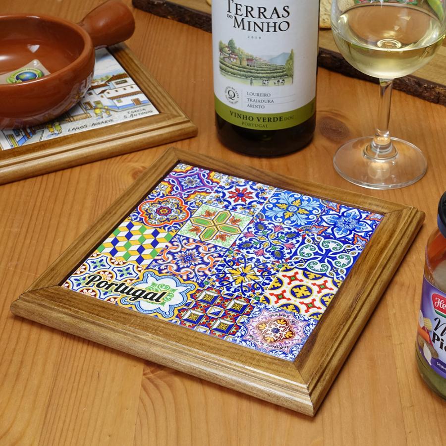 ポルトガル製 ポットプレート 19cm 鍋敷き アズレージョ タイル