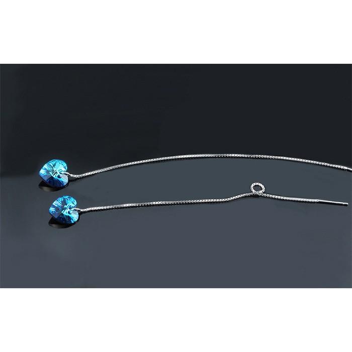 ピアス レディース シルバー925 アメリカンピアス ハート 揺れる チェーンピアス ブルー |  | 03