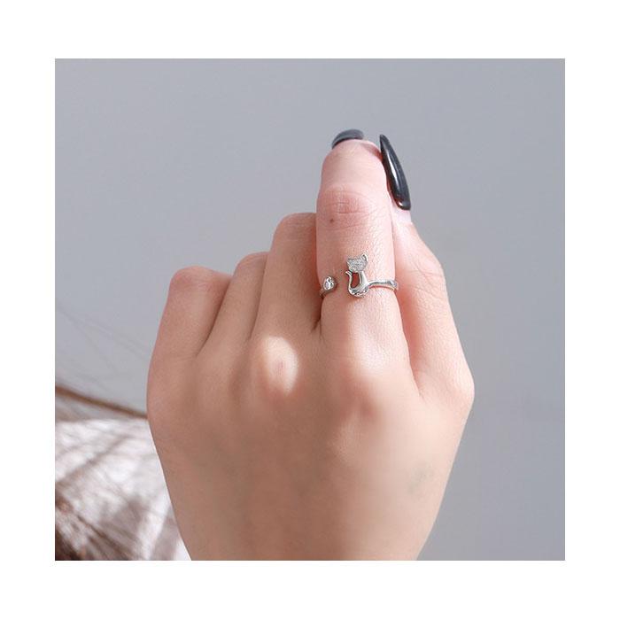 指輪 レディース 猫 シルバー925 猫モチーフ フリーサイズ |  | 05