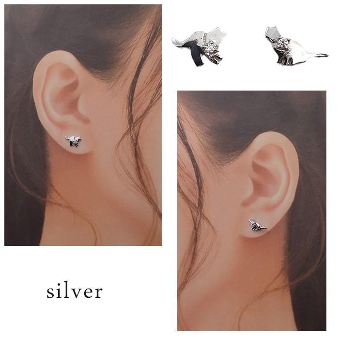 ピアス 猫 シルバー925 小さめ ゴールドK14仕上げ シルバー A5ジルコン 猫好き プレゼント アレルギーフリー |  | 05