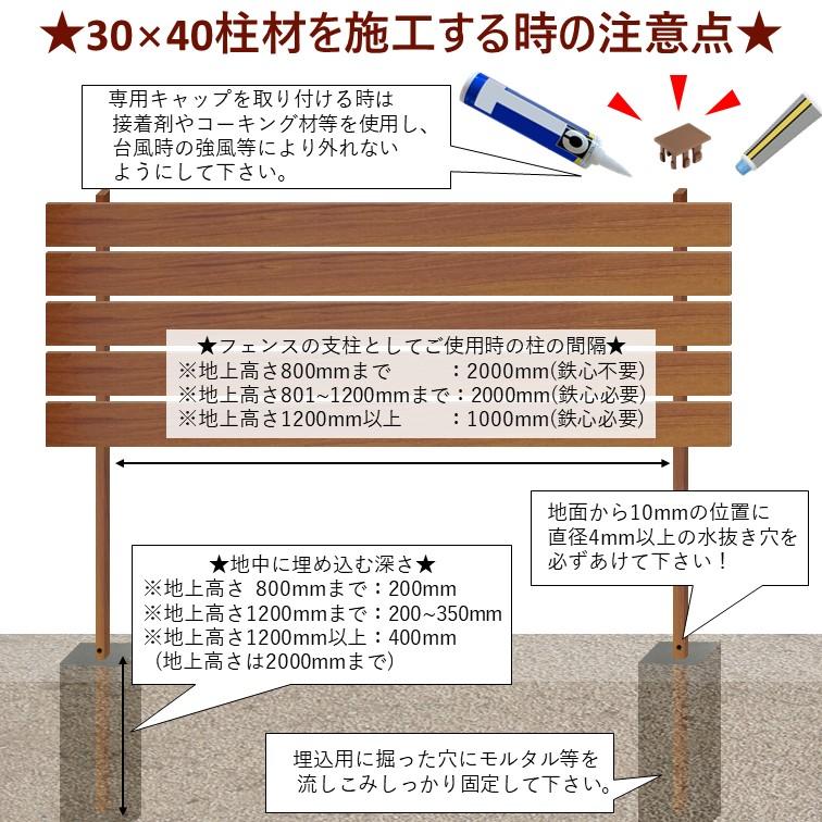アルミ形材 柱材 30X40XL4800mm 厚み1.6mm シルバー 格子 フェンス