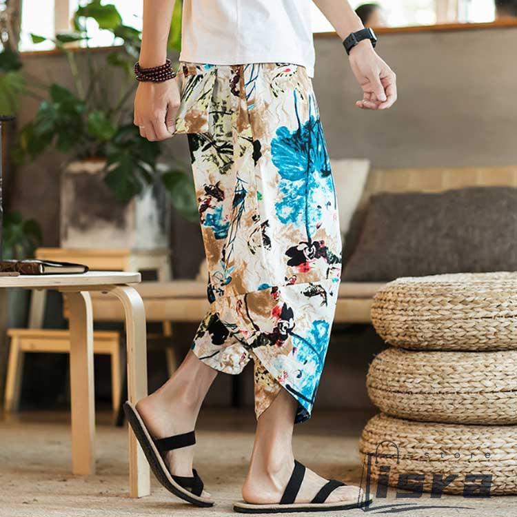 サルエルパンツ ズボン 涼しい 7分丈 クロップドパンツ リネン 夏