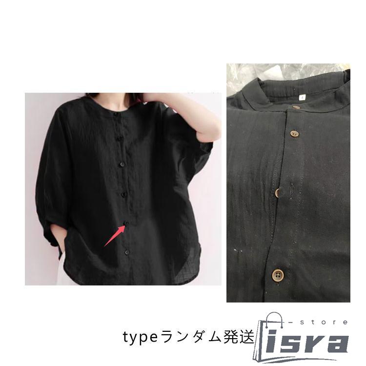 綿麻 夏 レディース 薄手 丸襟 半袖 シャツブラウス 春 大きいサイズ 