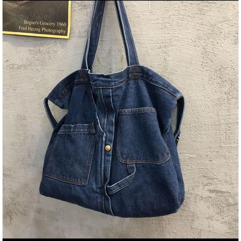 デニム リメイク風 大容量 ショルダーバッグ マザーズバッグ エコ
