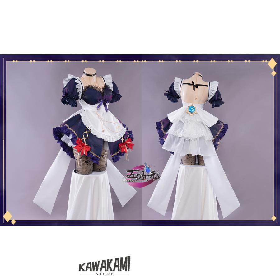 Uwowo 原神 コスプレ モナ メイド服 衣装 ※ウィッグ 神の目 追加可