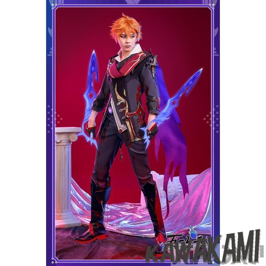 三分妄想 原神 コスプレ タルタリヤ 邪眼 衣装セット ※ウィッグ 靴