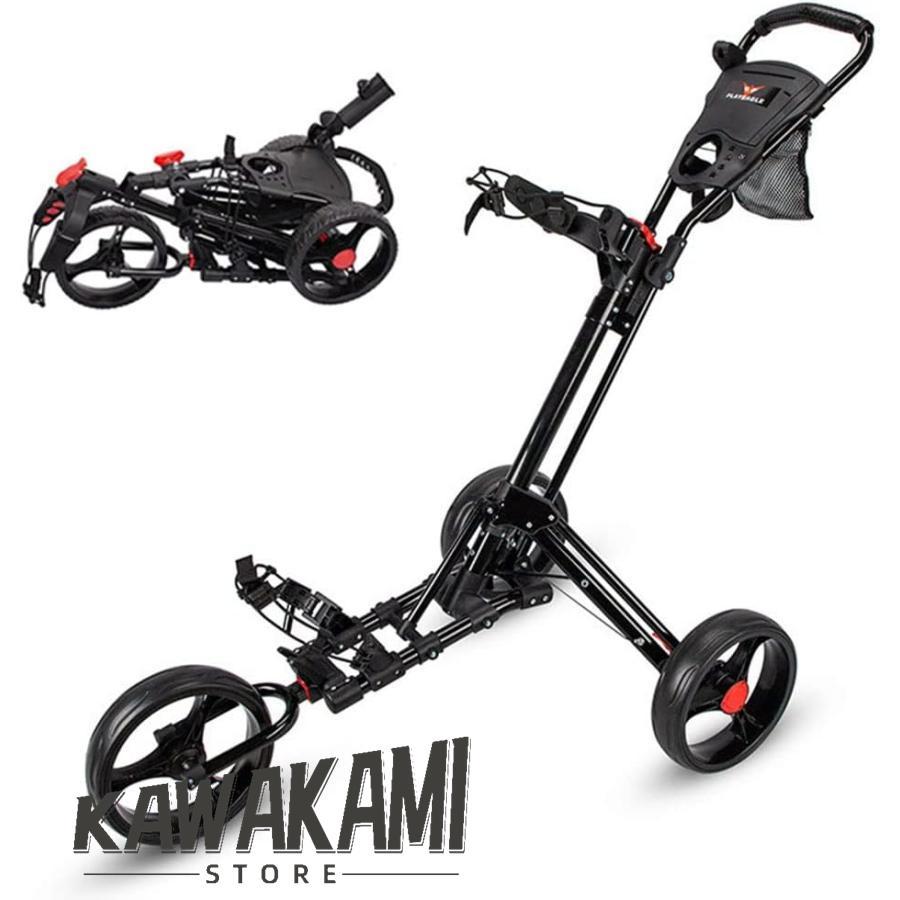 【2024年新】折りたたみ式 3 輪バッグ トロリー ブレーキ付/傘立て/水筒置き ゴルフ用カート プッシュプルゴルフカート アルミ合金製 開閉が簡単 練習収納 手引_6