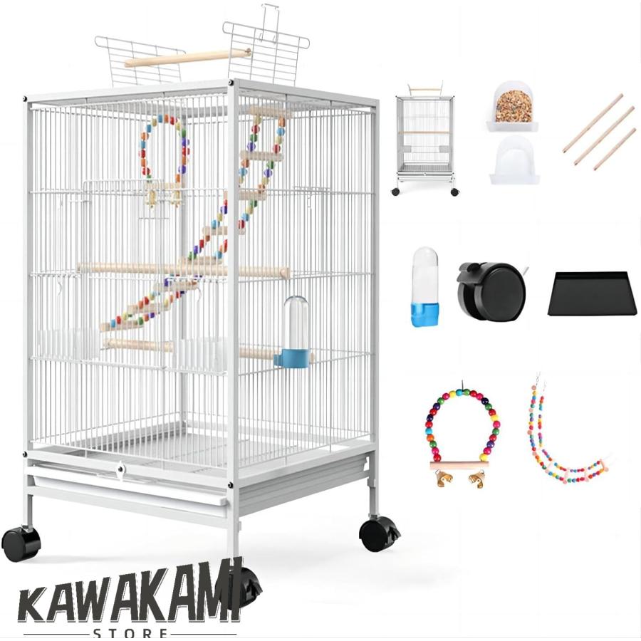 大型 ② バードケージ インコ オウム 鳥かご キャスター 白 えとぴりか 大型 ② バードケージ インコ オウム 鳥かご キャスター 白 えとぴりか
