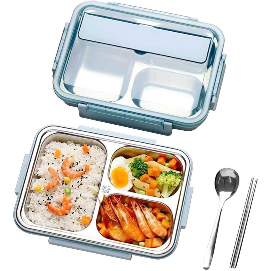 ステンレス鋼 弁当箱 ランチボック プラスチック 長方形 3つ仕切り 4つ