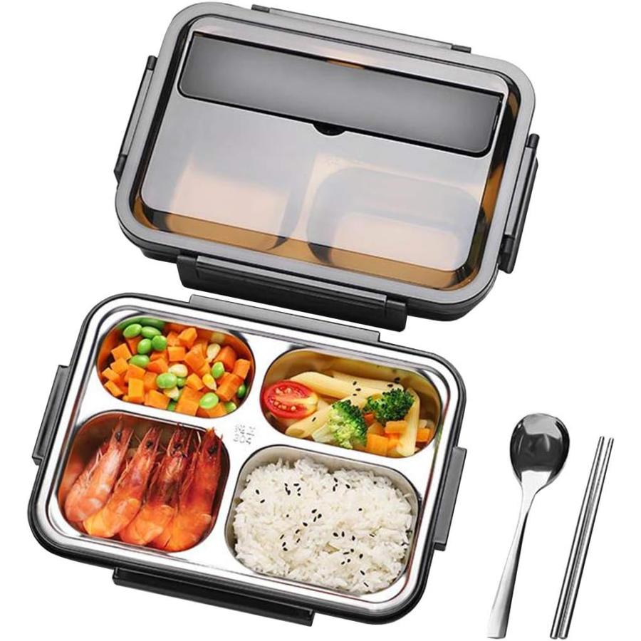 ステンレス鋼 弁当箱 ランチボック プラスチック 長方形 3つ仕切り 4つ