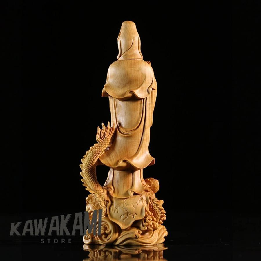 風水 龍上観音 観音像 龍乗観音 龍観音 木彫り 仏壇仏像 祈る 厄除け 高級天然ツゲ木彫り 観音菩薩立像 観音像彫刻 ツゲ 龍神 騎龍観音 菩薩像 仏像 置物 開運_6