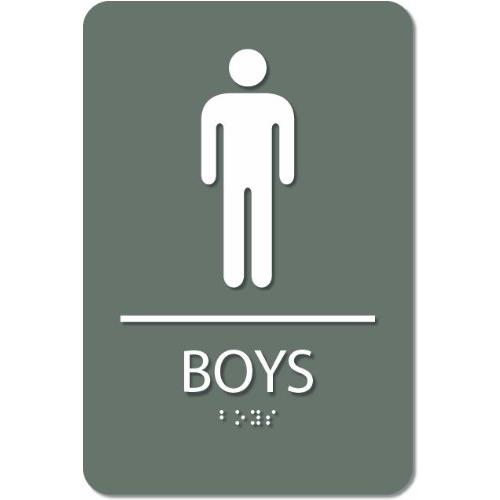 ADA CENTRAL SIGNS 6"X9"Boys Restroom SignADA準拠Tactile Graphicsグレード2点字