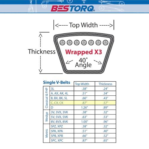 ★日本の職人技★ BESTORQ C151 Vベルト、クラシックラップゴムX3 Vベルト、ブラック、155外周×87幅×57高さ、 (1本パック)