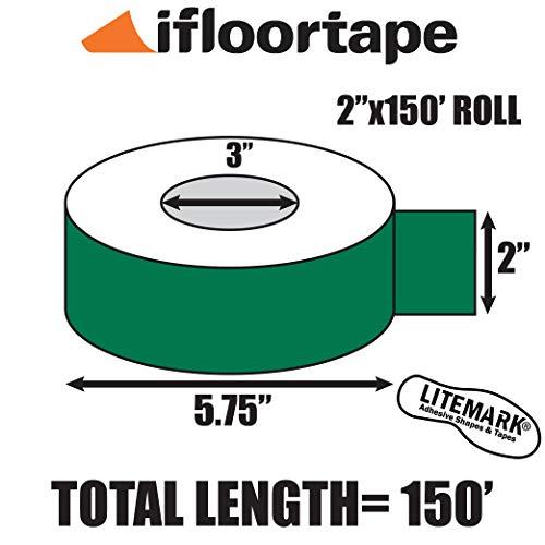 【公式ショップ】 LiteMark-グリーングロス仕上げ高視認性耐久性粘着ビニルマーキングテープ、ほとんどの平滑面に使用できるリリースライナー付き-2インチ×150フィート (1ロ