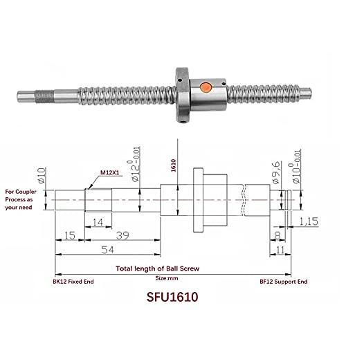 Mssoom 16mmボールスクリューキットSFU1610 RM1610反逆戻りボールネジ