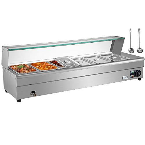 VEVOR 110V Bain Marie Food Warmer 6 Pan x 1/3 GN、Food Grade Staineless