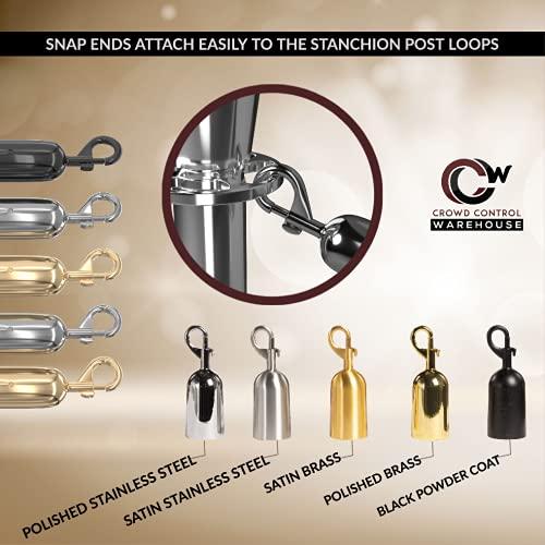 【クーポン】 8本のサテン真鍮ボールトップポストと7本のマルーンヘビーデューティベルベットコットンコアロープ (6フィート。それぞれ) in Satin Brassスナップ終了 【HOV3863751185】(136826円)