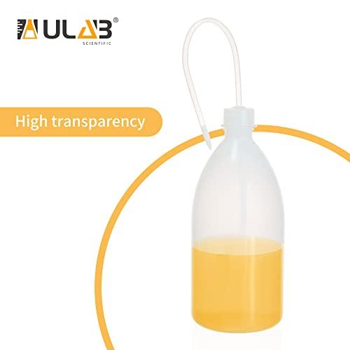 最善 ULAB容量1000ml (33.8oz) 洗浄瓶4本、細口スクイーズボトル、LDPE素材、長注チューブ付、UWB1027
