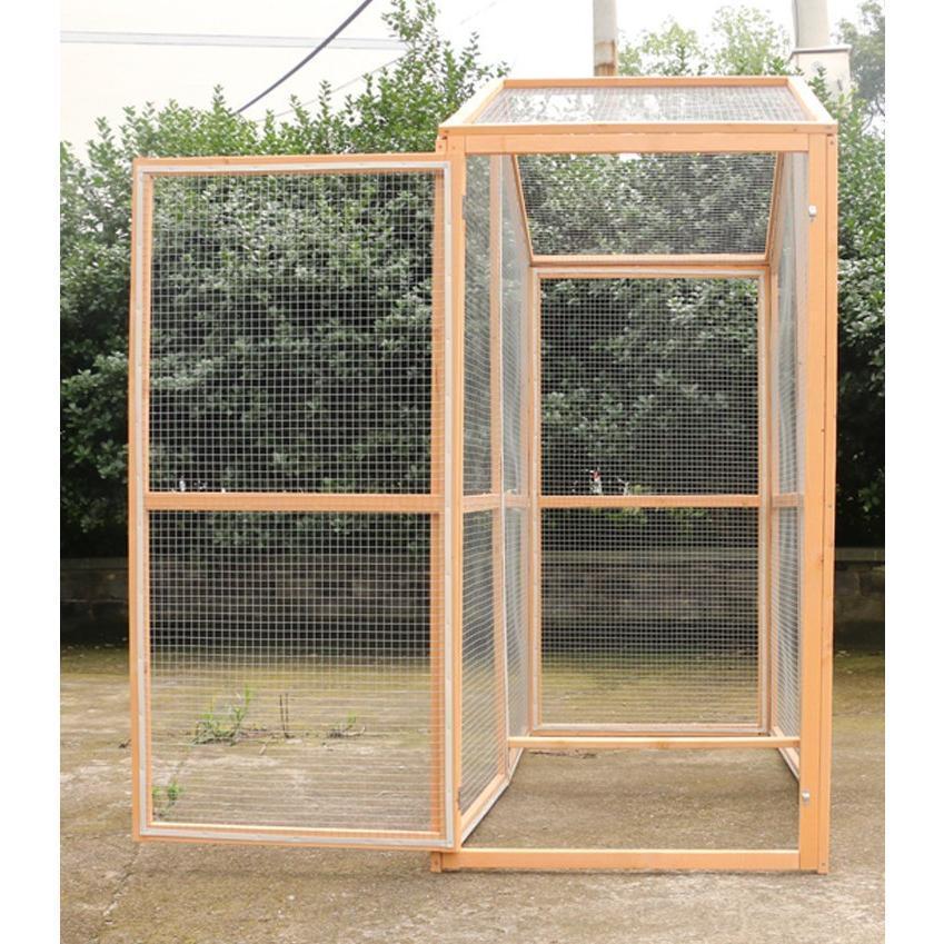 透明なドア 別荘 大型インコ用　バード 鳥籠 飼育ケージ 小動物 ペット 松の木 鳥 鶏 鴨 うさぎ 室外 転倒防止 組立式 防腐材 ゼンスイクーラー ZR-130E