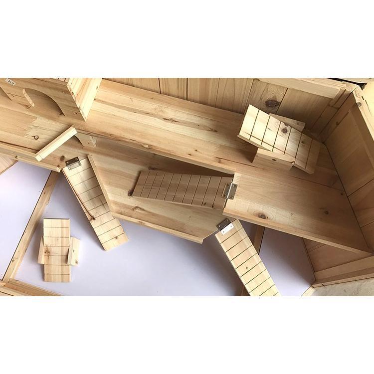 【まとめ売り】 ペット用品 ペットハウス ハムスター・リス・ネズミ適用 三層別荘 楽園設置付き キヌゲネズミの部屋 飼育籠 木製部屋インテリア ペット 【WSO1235511249】(43753円)