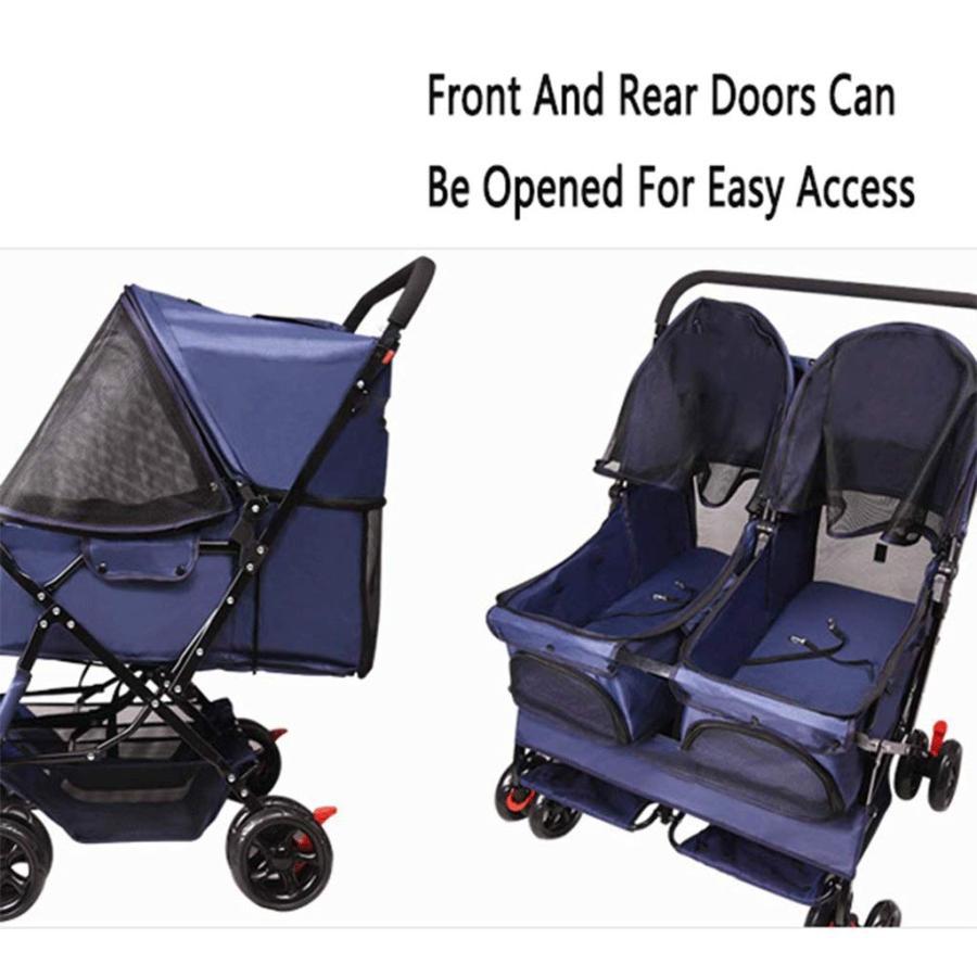 ペットベビーカ 4つのホイールのダブル犬ベビーカーペットの旅行ベビーカー犬猫ベビーカーベビーストローラージョガーバギーは折り畳むことができる - レインカ ペットベビーカ 4つのホイールのダブル犬ベビーカーペットの旅行ベビーカー犬猫ベビーカーベビーストローラージョガーバギーは折り畳むことができる レインカ