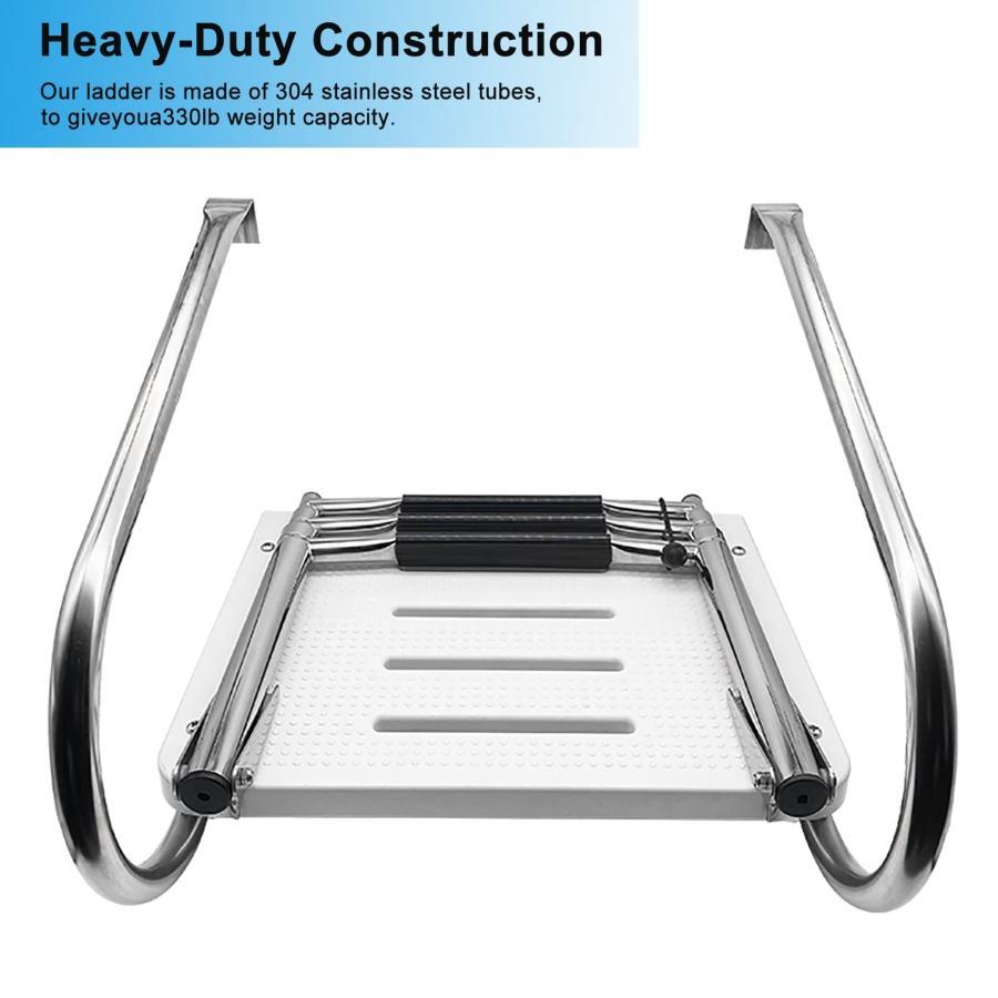 ボート用 船 梯子 2/3ステップ 折りたたみ可能 プールラダー、 鋼 船内ボートラダー、 ペダルと スイムプラットフォーム 手すりはしご、 マリンボートヨット用 ( ボート用 船 梯子 2/3ステップ 折りたたみ可能 プールラダー 鋼 船内ボートラダー ペダルと スイムプラットフォーム 手すりはしご マリンボートヨット用