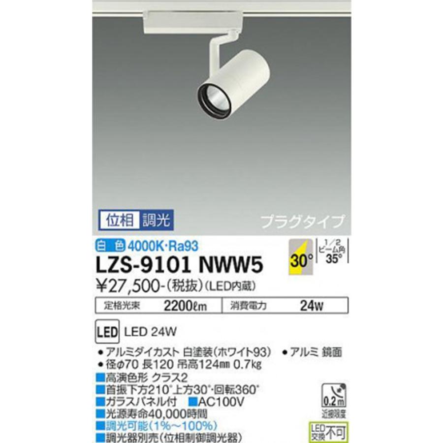 LEDスポットライト プラグタイプ 4000K 白色 調光器別売 ホワイト LZS-9101NWW5 LEDスポットライト プラグタイプ 4000K 白色 調光器別売 ホワイト LZS
