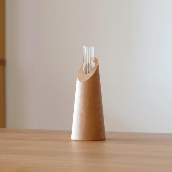一生紀（ISSEIKI） 一輪挿し 花瓶 モダン 木製 ガラス 花器 デコラ 【3