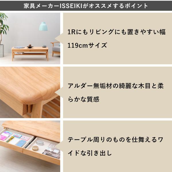 一生紀（ISSEIKI） 公式 ローテーブル 収納付きセンターテーブル