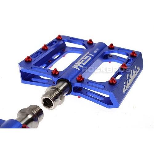 ROCKBROS ペダル フラットペダル チタン スピンドル ブルー 自転車