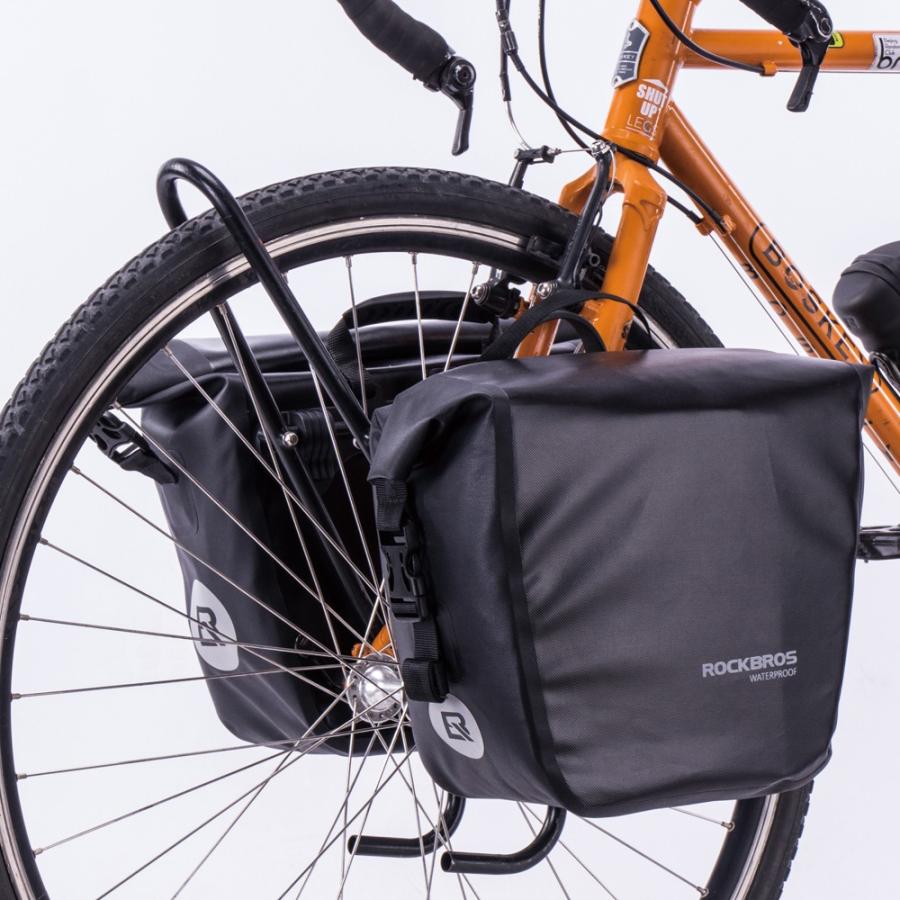 ROCKBROS 自転車サイドバッグ ブラック 2個セット ROCKBROS サイクリング サイドバッグ リアバッグ 防水 18L 2個セット