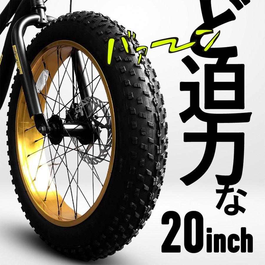 ファットバイク 20インチ 極太タイヤ 太いタイヤ シマノ 7段変速 Wディスクブレーキ 自転車本体 街乗り 雪道 海岸 EIZER F120｜isshoudou｜05