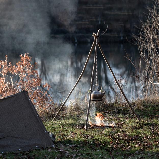 カーキ08式 トライポッド 自作 リング アウトドア 焚火台 ステンレス 三脚 軽量