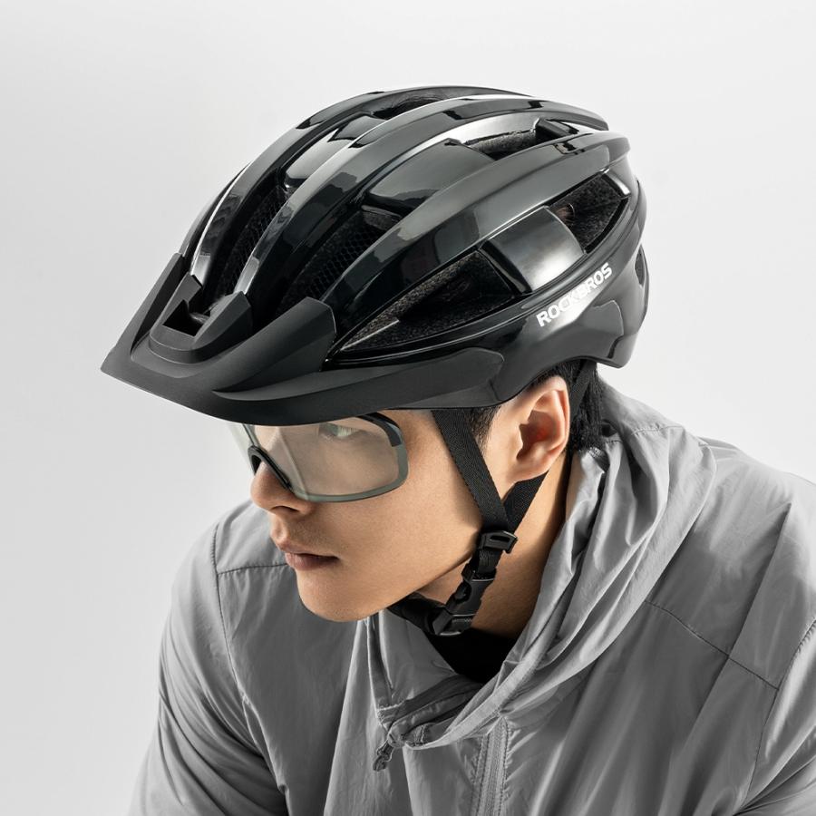 ROCKBROS ヘルメット 自転車 テールライト付き 大人 シールド バイザー