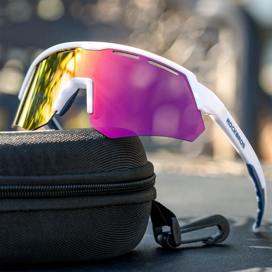 ROCKBROS スポーツサングラス 偏光レンズ ミラー クリア