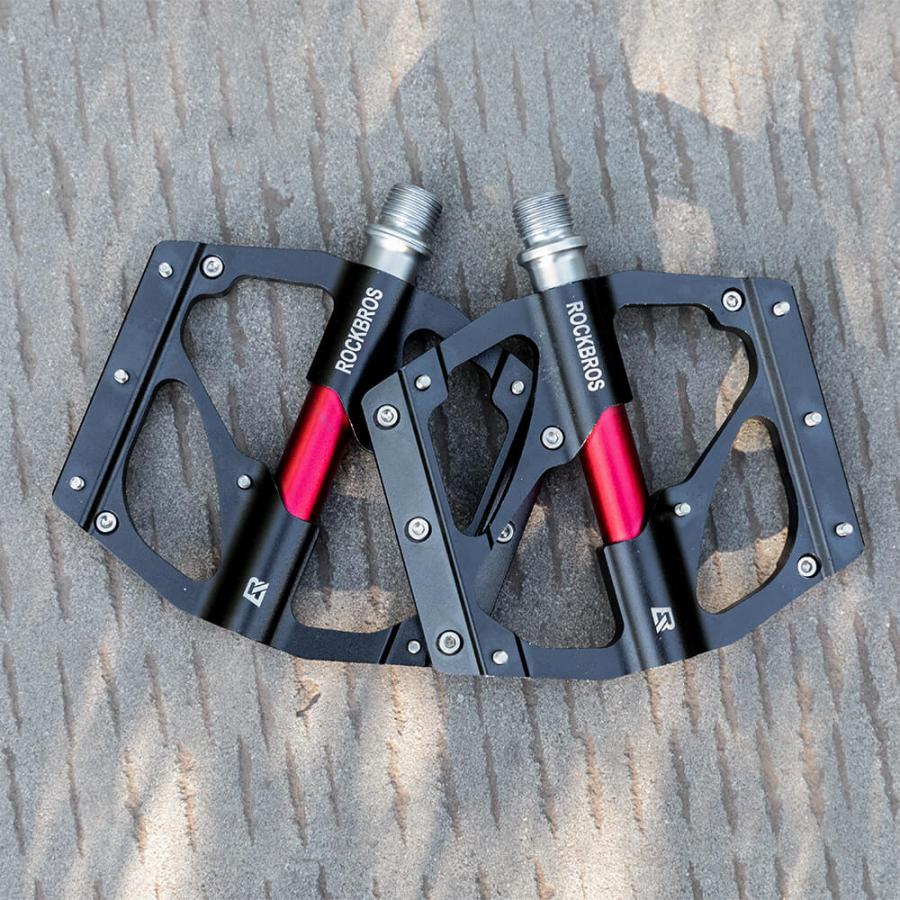 自転車 フラットペダル アルミペダル 超薄型 ツートン おしゃれ 幅広