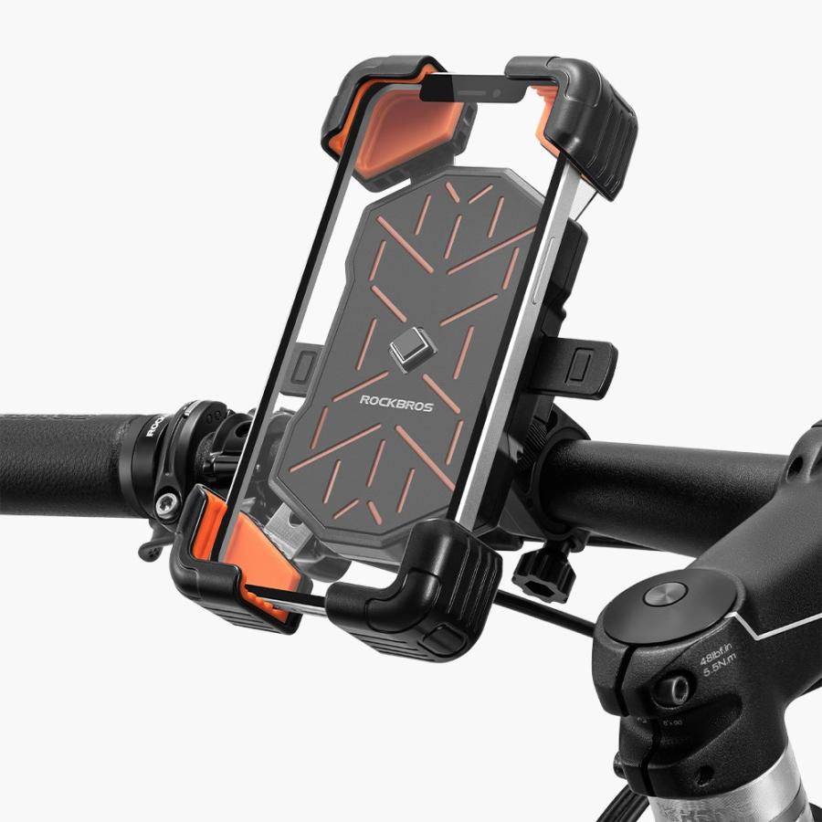ROCKBROS 自転車 スマホホルダー スタンド 自動 瞬間 携帯 360度回転